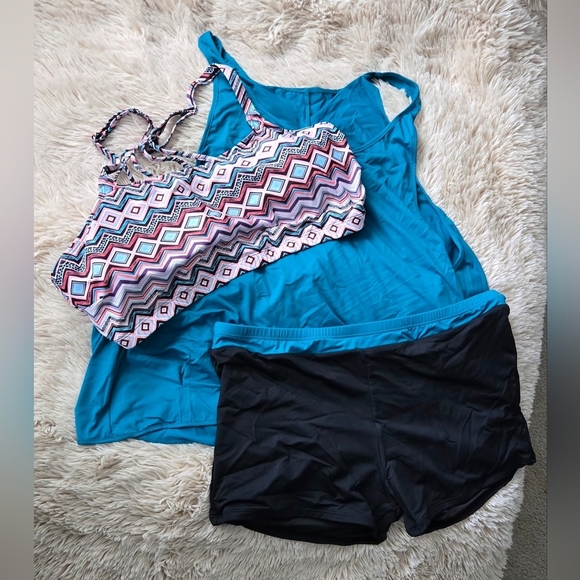 Aqua Eve 3 piece Tankini Swimsuit #1075, 1076 - Picture 5 of 14